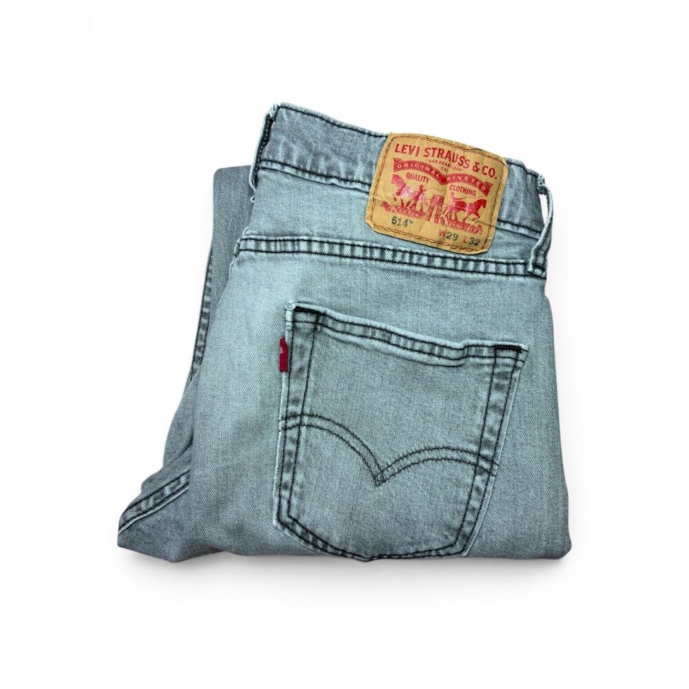 Levi's 514 Straight Fit Jeans Men's 29x32 Gray Light Wash Stretch Denim